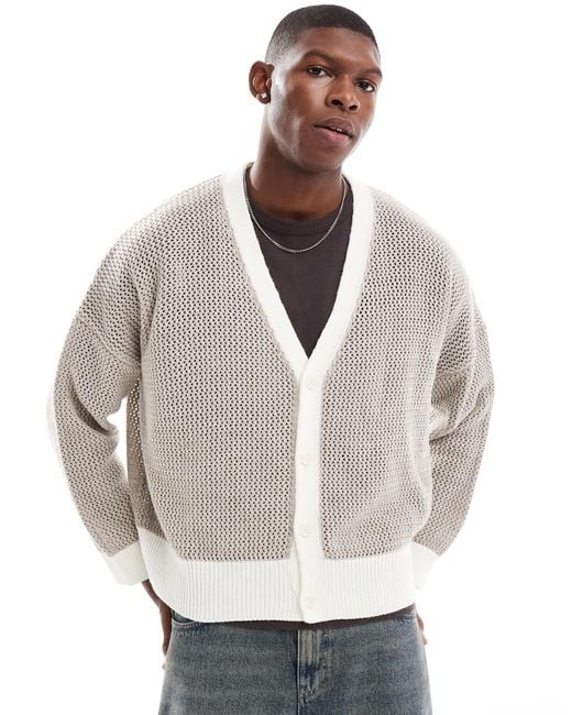 Cardigans Hombre Lana Cárdigan COS De Lana Con Contrastes Hombre