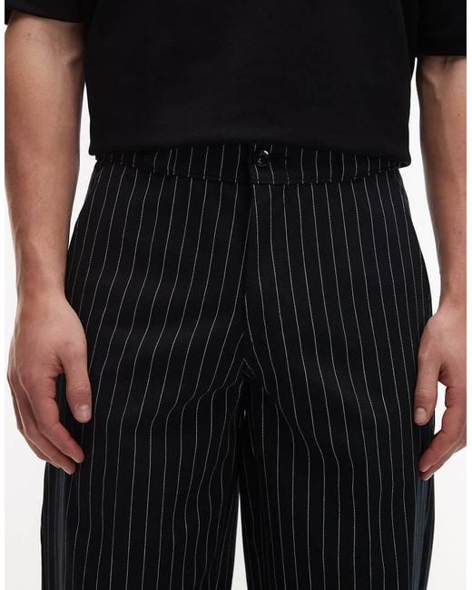 Dickies Black 247 Regular Relaxed Fit Striped Work Trousers for men