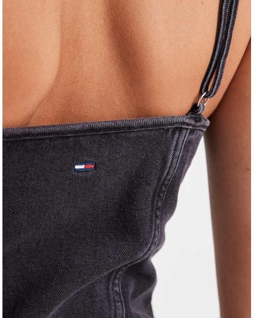 Tommy Hilfiger Black Studded Denim Maxi Dress