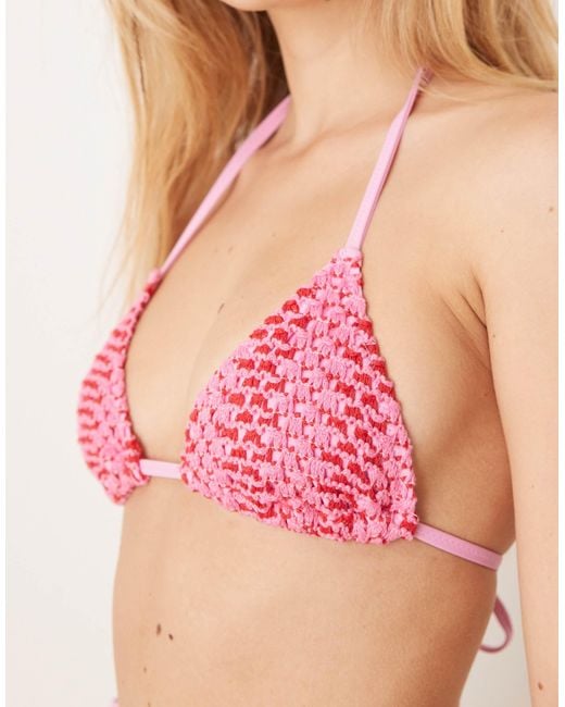 Mango Pink – gestricktes triangel-bikinioberteil
