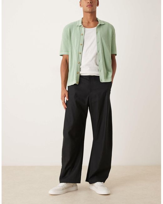 ASOS – elegante leinenhose in Black für Herren