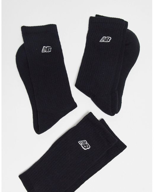 New Balance Black Embroidered Logo Crew Socks 3 Pack for men