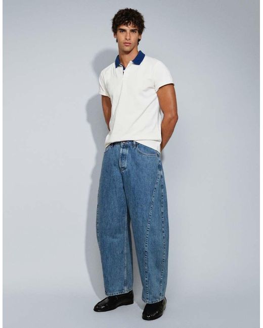 Topman Blue Rigid Barrel Fit Jean for men