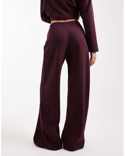 Miss Selfridge Red Brushed Rib Co-ord Trouser