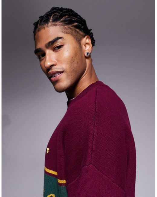 Prohibited – strickpullover mit logo in Red für Herren