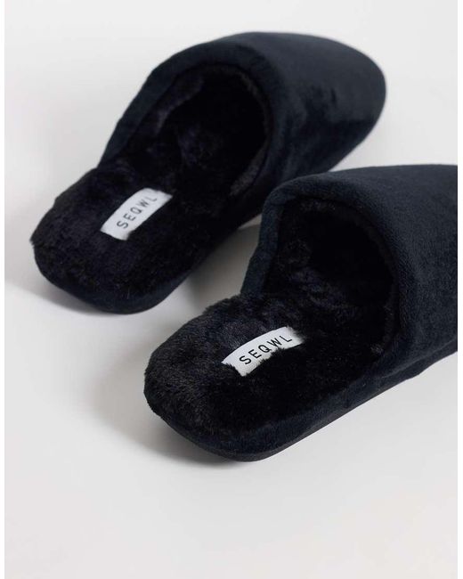 SEQWL Blue Mslip Fur Lined Slippers for men