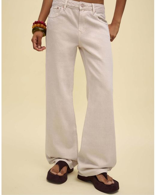 Stradivarius Natural – d91 – weite jeans aus twill