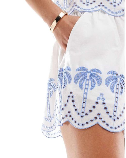 Accessorize Strandshorts Met Geborduurde Details in het White