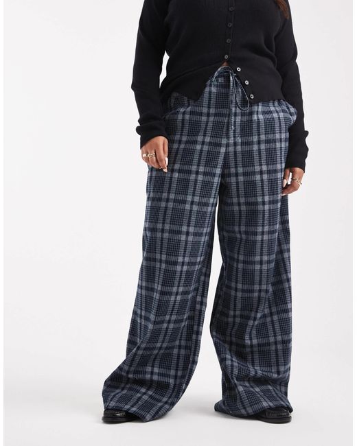 ASOS Blue Curve – karierte, gebürstete hose