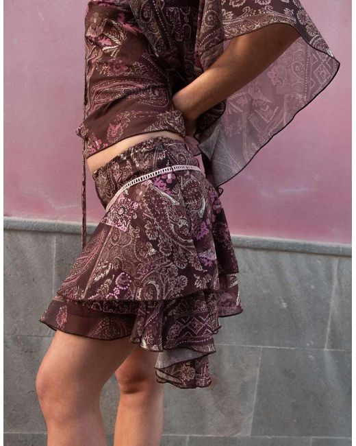 Daisy Street Purple X Emma Jean Asymmetric Hem Mini Skirt