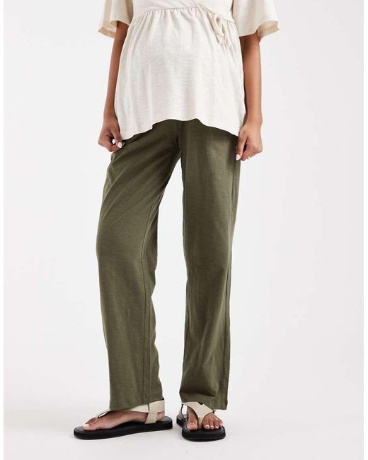 Mama.licious White Mamalicious Maternity Under The Bump Lightweight Summer Wide Leg Trousers