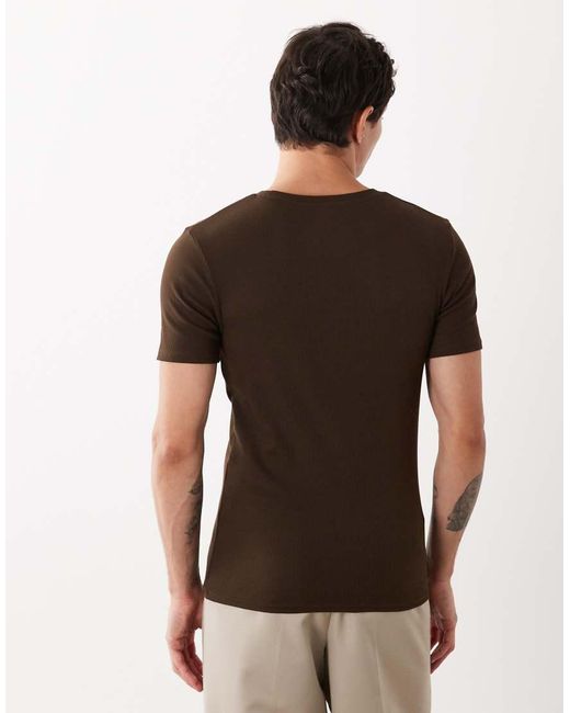 ASOS Brown Essentials Muscle Fit T-shirt for men