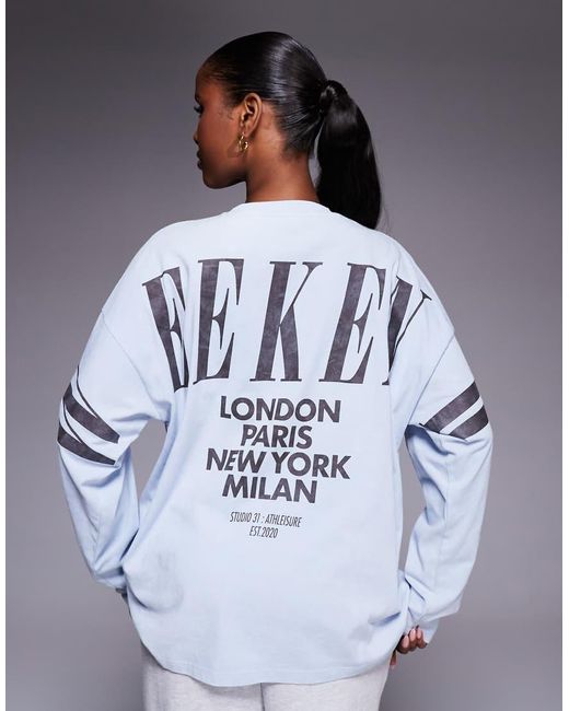 ASOS Blue Weekend Collective Icon Long Sleeve T-shirt With Stacked Back Logo