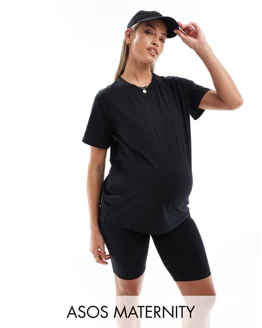 Mama.licious Black Mamalicious – umstandsmode – set aus t-shirt und shorts