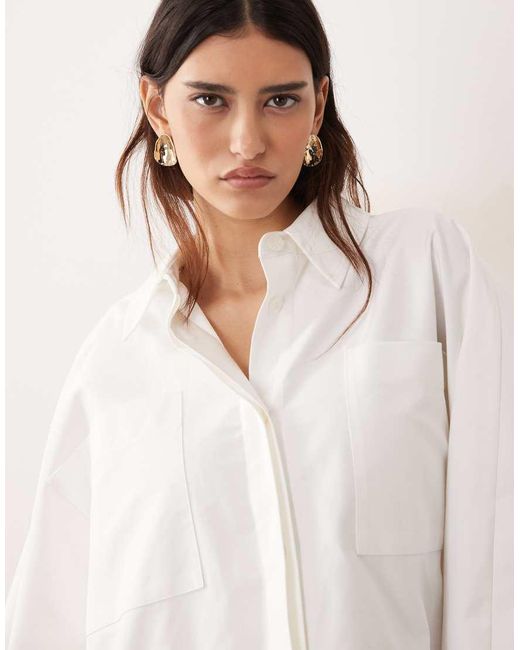 ARRANGE Natural Oversized Cape Square Cut Cotton Shirt
