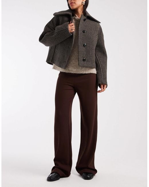 ASOS Black Wide Leg Heavyweight Rib Trouser