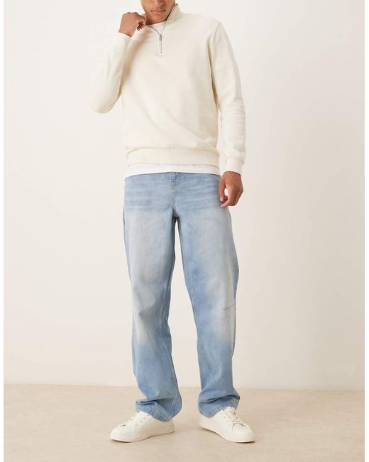 ASOS Baggy Jeans Met Middenblauwe Wassing in het Blue voor heren