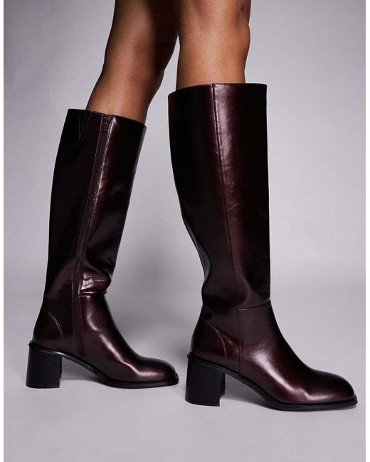 Public Desire Blue Katy Block Heel Knee Boots