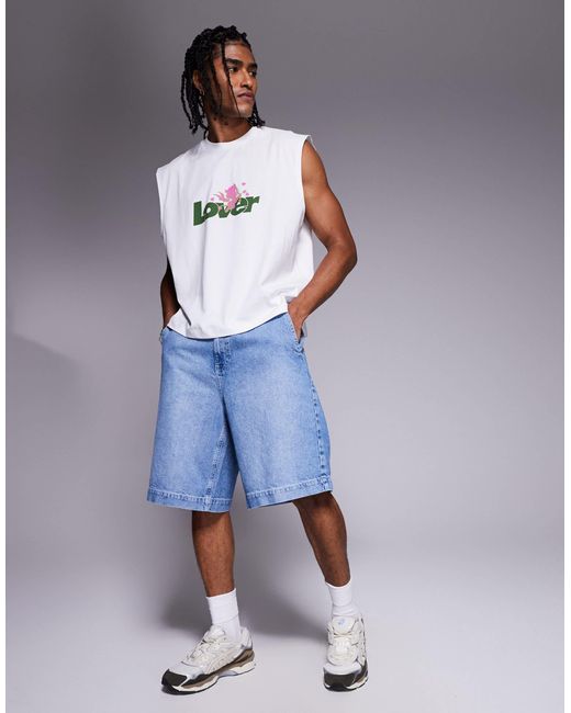 ASOS – kastiges oversize-tanktop in Blue für Herren