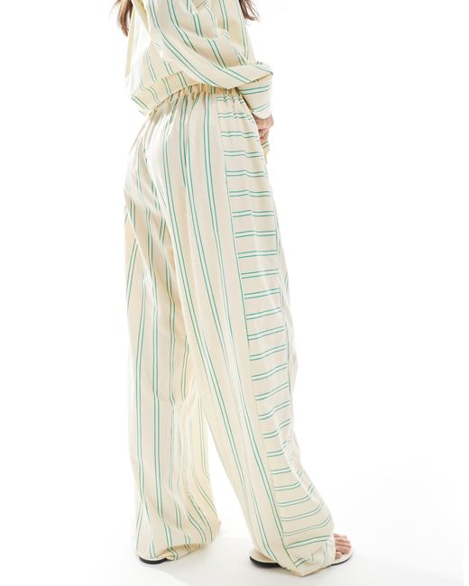 ASOS White Oversized Cotton Poplin Barrel Leg jogger With Contrast Stripe Panel