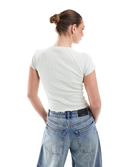 Cotton On White Cotton on – körperbetontes t-shirt aus pointelle