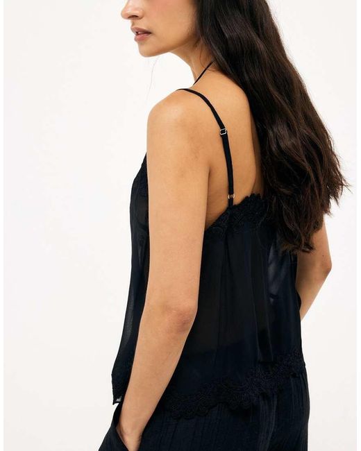 NA-KD Black Embroidered Singlet