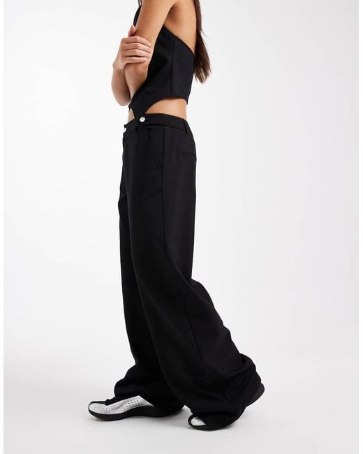 Collusion Black Tailored Low Rise Relaxed Trousers