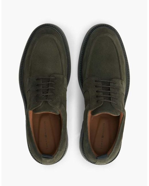 Tommy Hilfiger Green Suede Lace-Up Derby Shoes for men