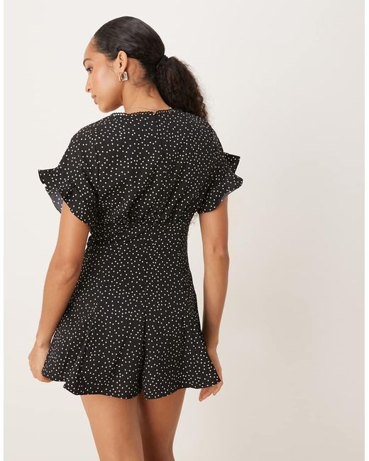 Glamorous Black V Neck Short Sleeves Playsuit