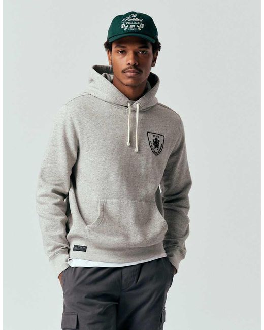 Polo Ralph Lauren Gray Sport Logo Fleece Hoodie Classic Oversized Fit for men