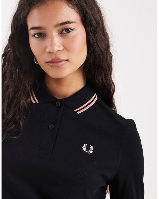 Fred Perry Black Tipped Long Sleeve Polo Shirt