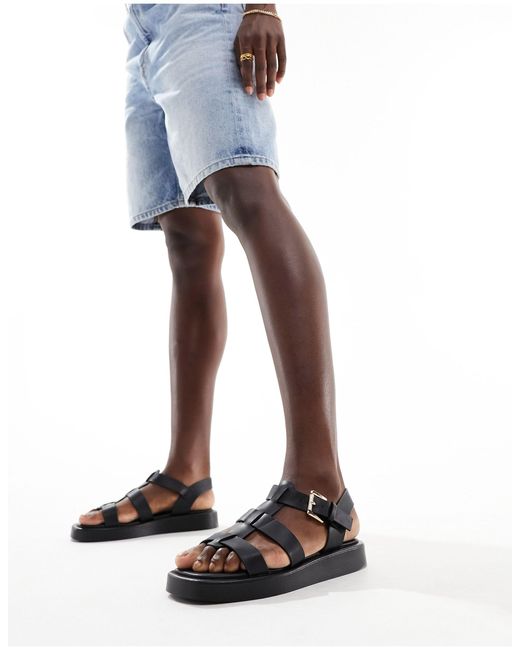 French Connection Black Chunky Strap Sandals