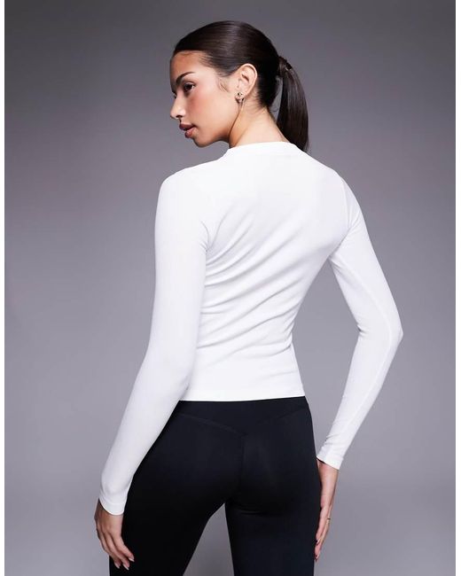 4505 Blue Seamless Rib Quick Dry Long Sleeve Henley Layering Top