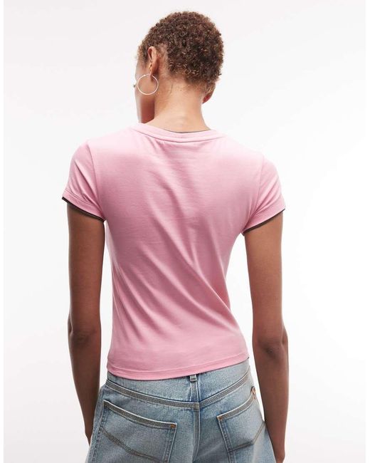 Collusion Pink Double Layer Logo Baby Tee