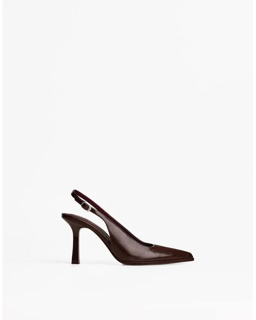 Bershka White High-heel Slingback Shoes