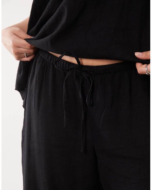 Nobody's Child Black Linen Tie Waist Casual Trouser Co-ord