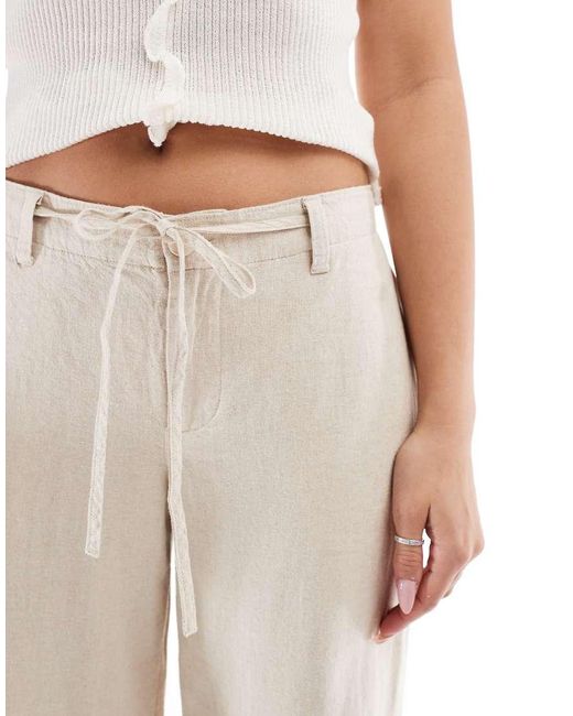 Hollister White Low Rise Linen Super baggy Pants