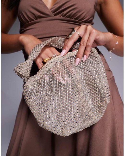 Borsa Tondeggiante Chiaro Con Strass di River Island in Brown