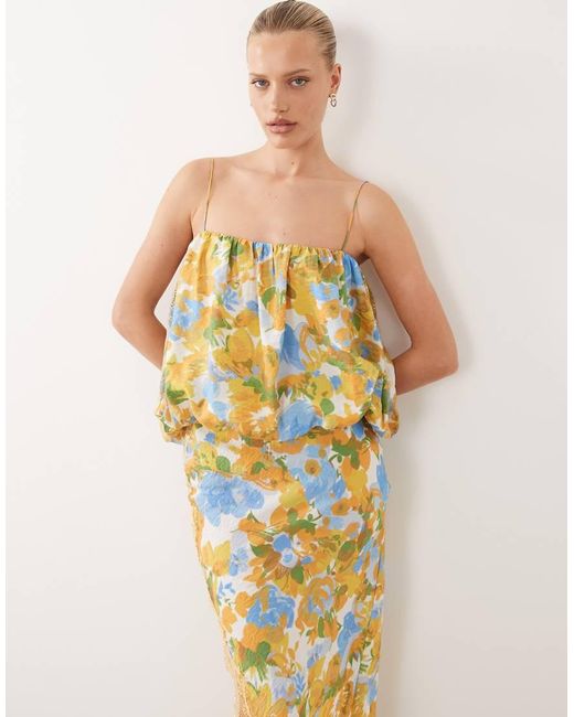 ASOS Metallic Bubble Top Lace Applique Midi Dress