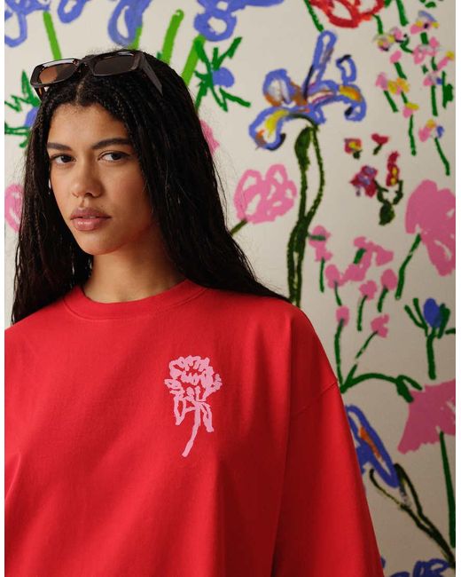 TOPSHOP Red Graphic Bradley.b Back Print T-shirt
