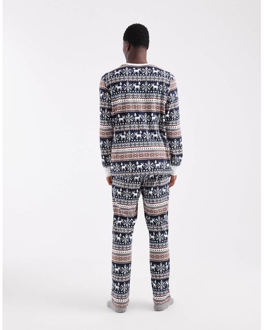 Jack & Jones White Christmas Fairisle Pyjama Set for men