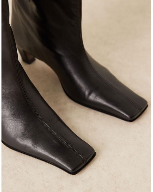 ASOS Black Candace Premium Pull On Chisel Toe Knee Boots