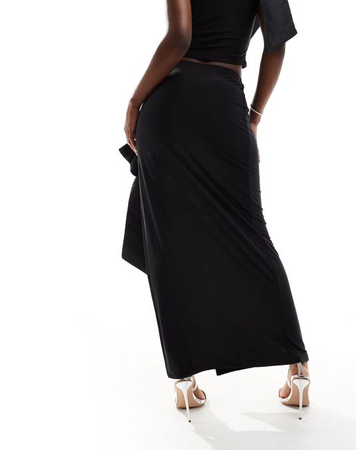 Falda larga negra con abertura hasta el muslo y detalle ASOS de color Black