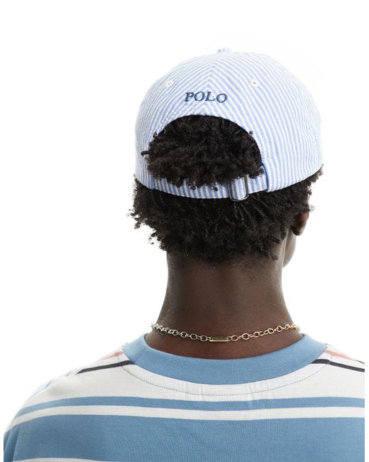 Polo Ralph Lauren – gestreifte seersucker-baseballkappe in White für Herren