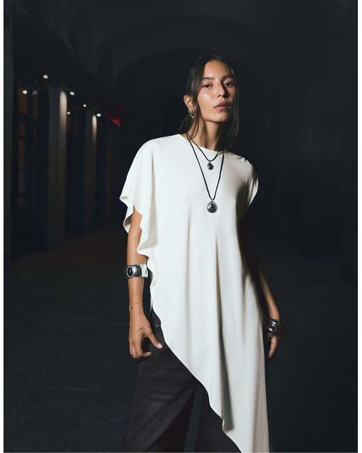 Bershka Black Long Asymmetrical T-Shirt