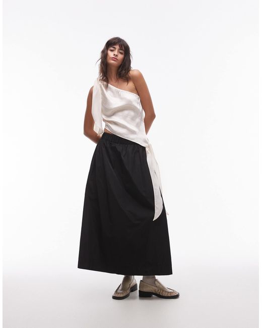 TOPSHOP Brown Knot One Shoulder Top