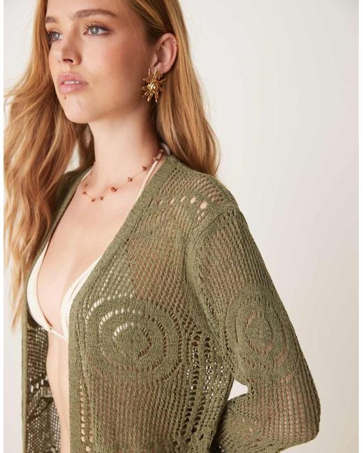 Jdy Natural Crochet Beach Kimono