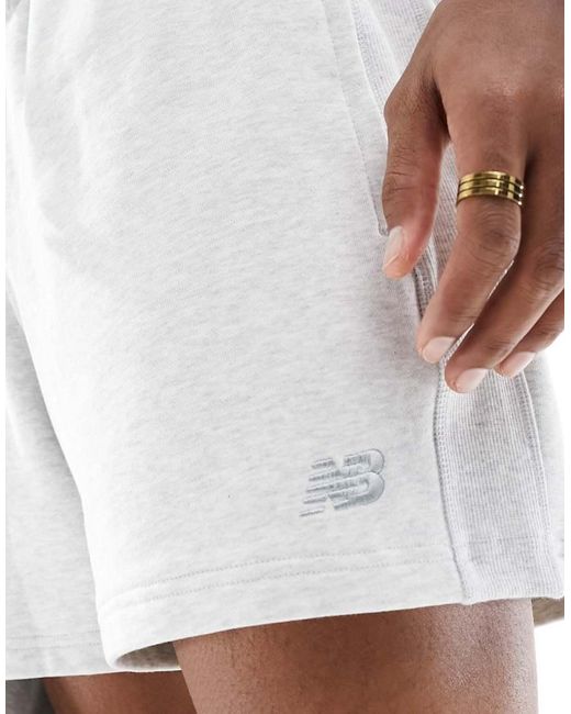 New Balance White Athletics French Terry Short 5" for men
