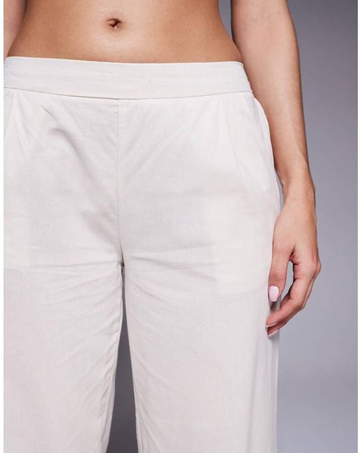 Missy Empire Gray Missy Empire Linen Look Elasticated Waist Wide Leg Pants