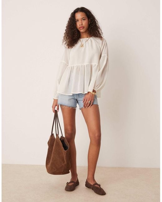 ASOS Natural – langärmliges, fließendes hängeroberteil